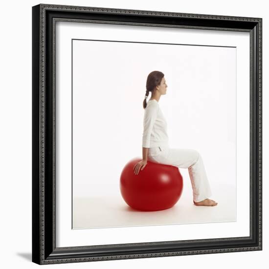 Woman Sitting on Exercise Ball-Cristina-Framed Premium Photographic Print