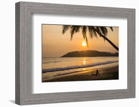 Woman Sitting on Mirissa Beach Watching the Sun Set-Matthew Williams-Ellis-Framed Photographic Print