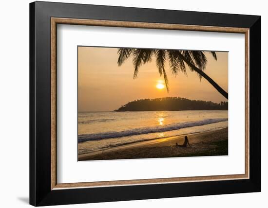 Woman Sitting on Mirissa Beach Watching the Sun Set-Matthew Williams-Ellis-Framed Photographic Print