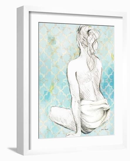 Woman Sitting on Pattern II-Lanie Loreth-Framed Art Print