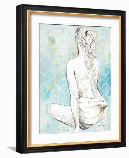 Woman Sitting on Pattern II-Lanie Loreth-Framed Art Print