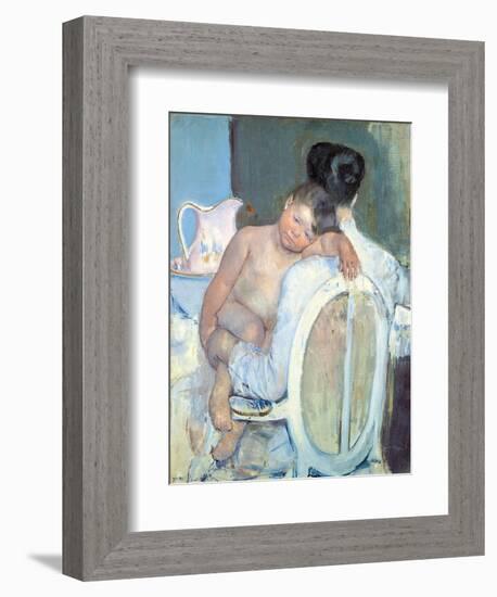 Woman Sitting with a Child in Her Arms-Mary Cassatt-Framed Giclee Print