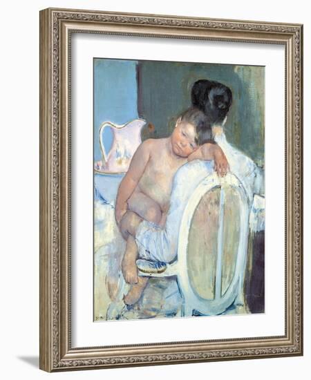 Woman Sitting with a Child in Her Arms-Mary Cassatt-Framed Giclee Print