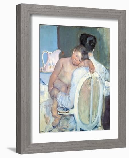 Woman Sitting with a Child in Her Arms-Mary Cassatt-Framed Giclee Print