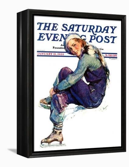 "Woman Skater," Saturday Evening Post Cover, January 21, 1933-Guy Hoff-Framed Premier Image Canvas