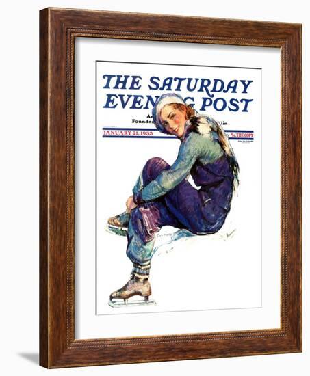 "Woman Skater," Saturday Evening Post Cover, January 21, 1933-Guy Hoff-Framed Giclee Print