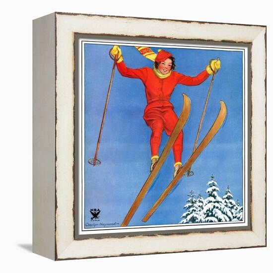 "Woman Ski Jumper,"January 1, 1934-Carolyn Haywood-Framed Premier Image Canvas