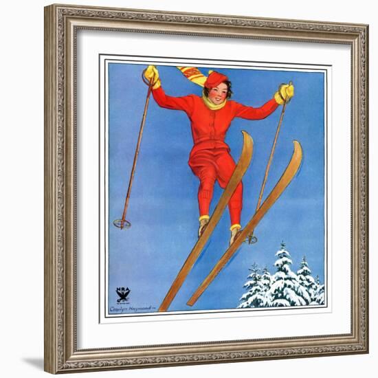 "Woman Ski Jumper,"January 1, 1934-Carolyn Haywood-Framed Giclee Print