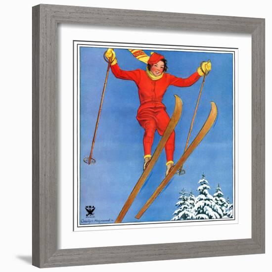 "Woman Ski Jumper,"January 1, 1934-Carolyn Haywood-Framed Giclee Print