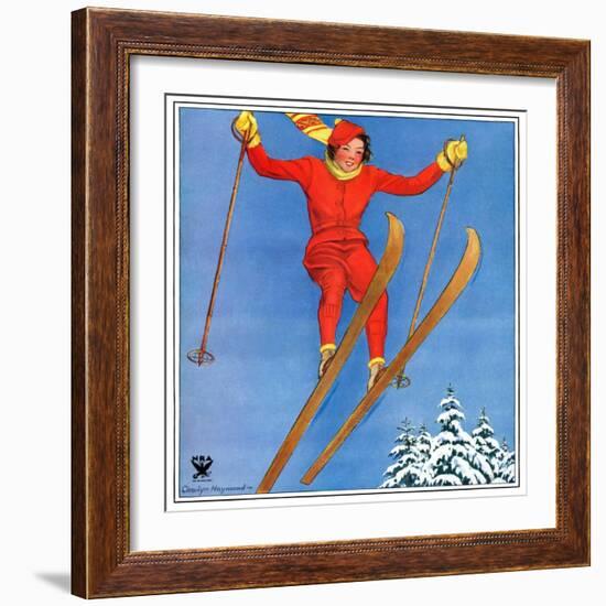 "Woman Ski Jumper,"January 1, 1934-Carolyn Haywood-Framed Giclee Print