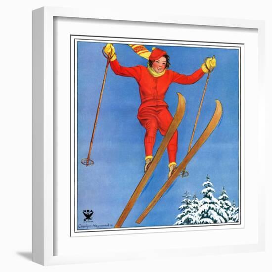 "Woman Ski Jumper,"January 1, 1934-Carolyn Haywood-Framed Giclee Print