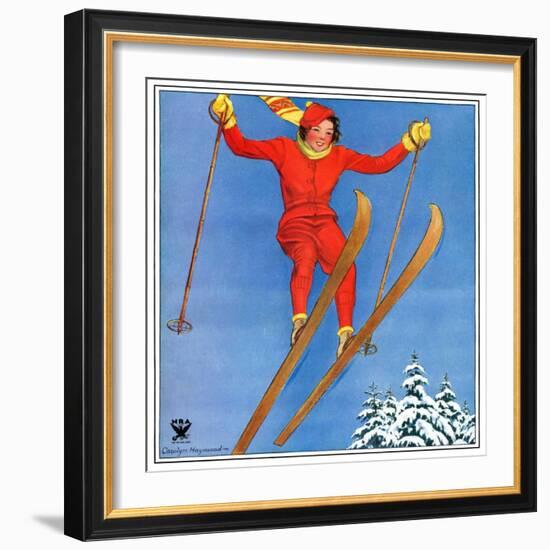 "Woman Ski Jumper,"January 1, 1934-Carolyn Haywood-Framed Giclee Print