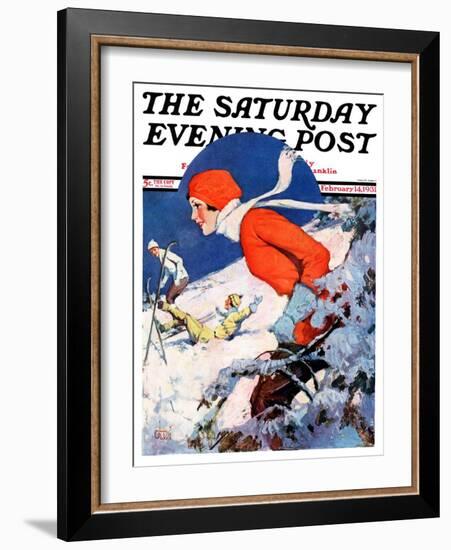 "Woman Skier," Saturday Evening Post Cover, February 14, 1931-James C. McKell-Framed Giclee Print