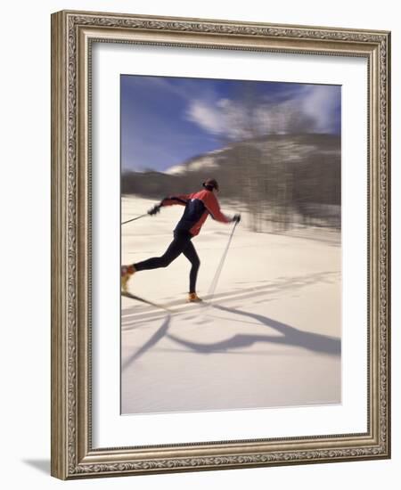 Woman Skiing Classic Nordic Style, Park City, Utah, USA-Howie Garber-Framed Photographic Print