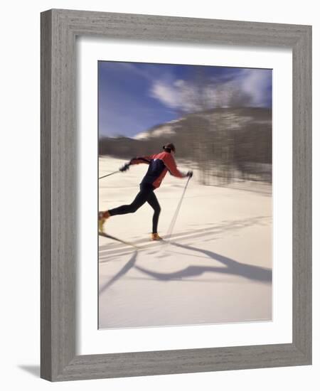 Woman Skiing Classic Nordic Style, Park City, Utah, USA-Howie Garber-Framed Photographic Print