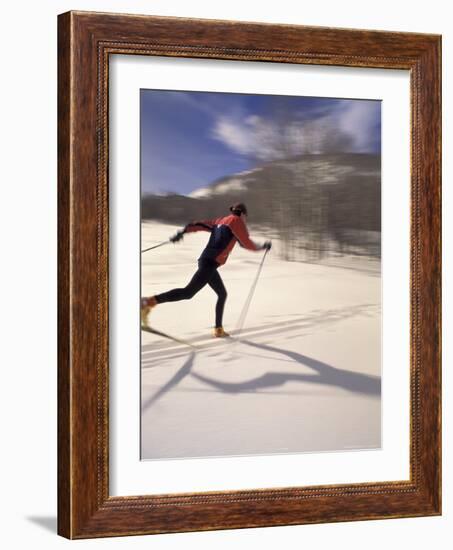 Woman Skiing Classic Nordic Style, Park City, Utah, USA-Howie Garber-Framed Photographic Print