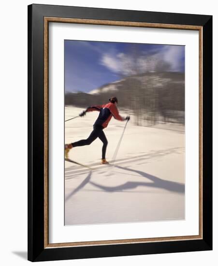 Woman Skiing Classic Nordic Style, Park City, Utah, USA-Howie Garber-Framed Photographic Print