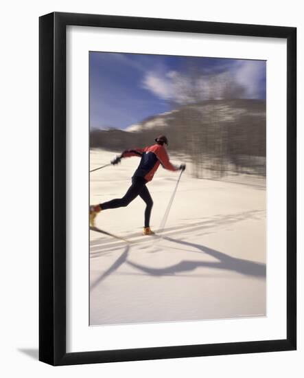 Woman Skiing Classic Nordic Style, Park City, Utah, USA-Howie Garber-Framed Photographic Print