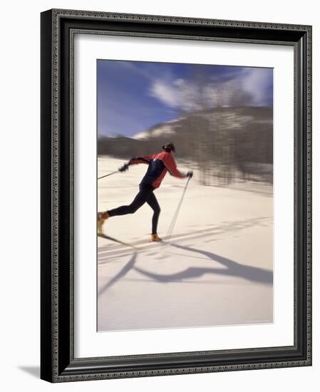 Woman Skiing Classic Nordic Style, Park City, Utah, USA-Howie Garber-Framed Photographic Print