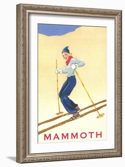 Woman Skiing Down Hill, Mammoth-null-Framed Art Print