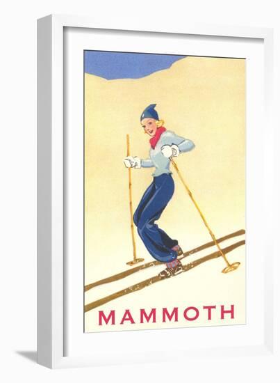 Woman Skiing Down Hill, Mammoth-null-Framed Art Print