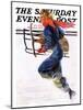 "Woman Sledder," Saturday Evening Post Cover, January 19, 1935-John LaGatta-Mounted Giclee Print