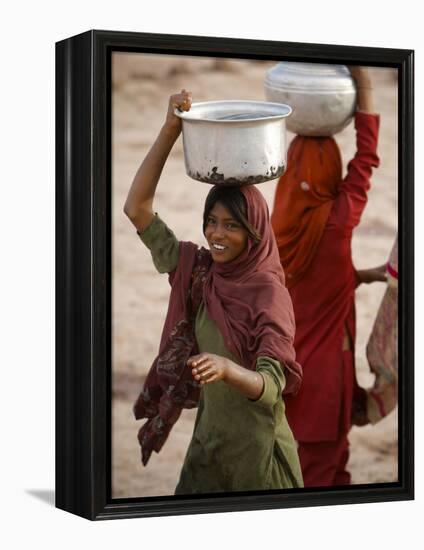 Woman Smiles after Collecting Drinking Water, on the Outskirts of Islamabad, Pakistan-null-Framed Premier Image Canvas