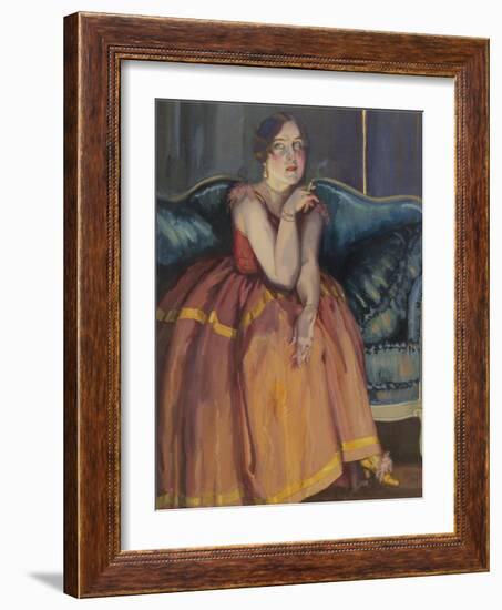 Woman Smoking a Cigarette on a Sofa-Konstantin Andreyevich Somov-Framed Giclee Print