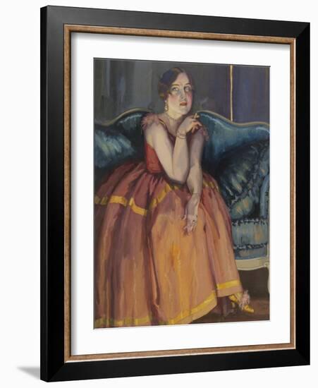 Woman Smoking a Cigarette on a Sofa-Konstantin Andreyevich Somov-Framed Giclee Print