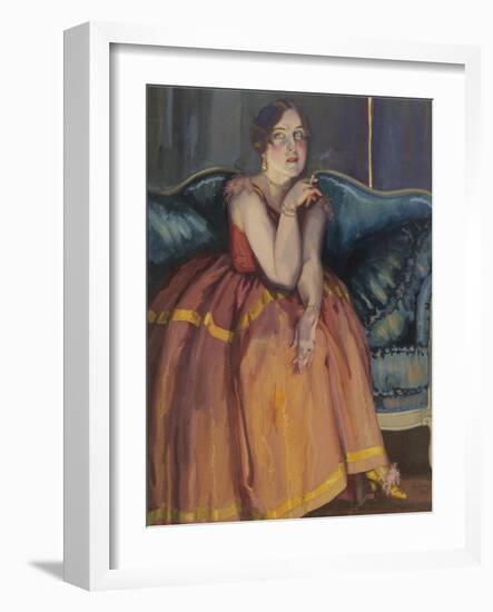 Woman Smoking a Cigarette on a Sofa-Konstantin Andreyevich Somov-Framed Giclee Print