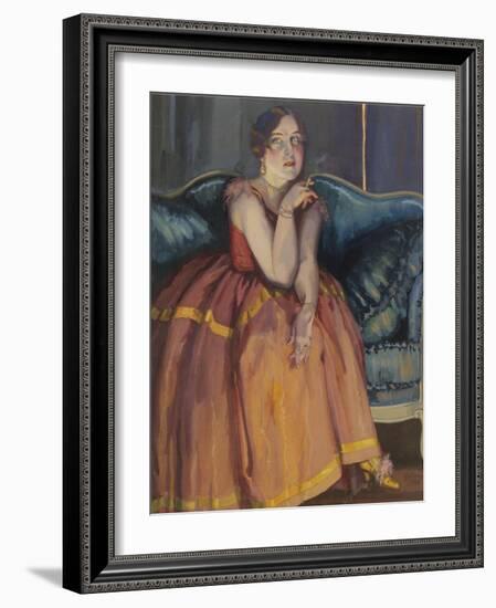 Woman Smoking a Cigarette on a Sofa-Konstantin Andreyevich Somov-Framed Giclee Print
