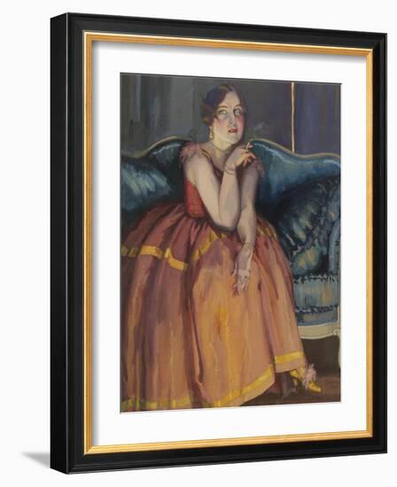 Woman Smoking a Cigarette on a Sofa-Konstantin Andreyevich Somov-Framed Giclee Print
