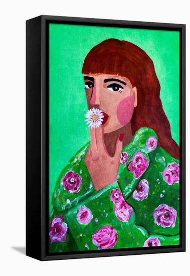 Woman Smoking a Flower-Raissa Oltmanns-Framed Premier Image Canvas