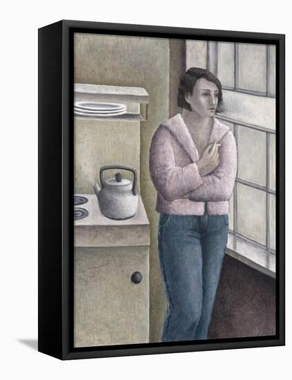 Woman Smoking at Window-Ruth Addinall-Framed Premier Image Canvas