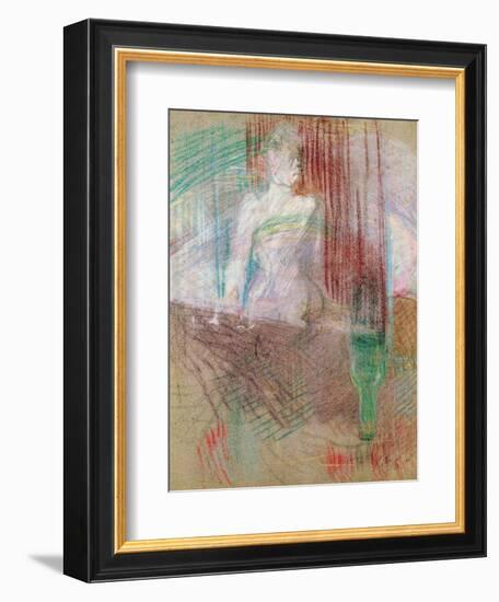 Woman Standing Behind a Table, from Elles, 1889-Henri de Toulouse-Lautrec-Framed Giclee Print