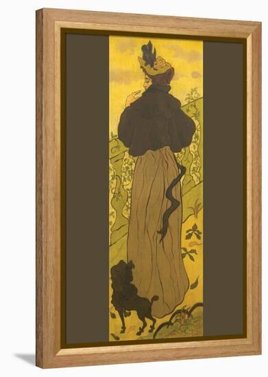 Woman Standing Beside Railing with Poodle-Paul Ranson-Framed Stretched Canvas