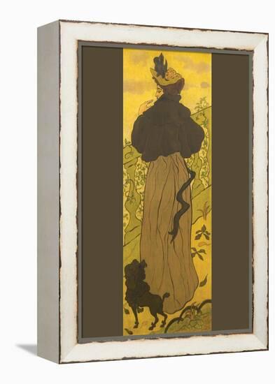 Woman Standing Beside Railing with Poodle-Paul Ranson-Framed Stretched Canvas