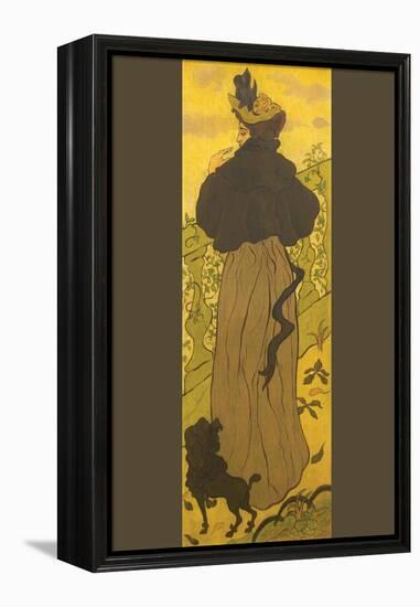 Woman Standing Beside Railing with Poodle-Paul Ranson-Framed Stretched Canvas