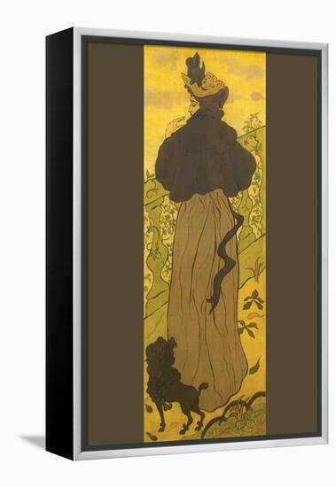 Woman Standing Beside Railing with Poodle-Paul Ranson-Framed Stretched Canvas