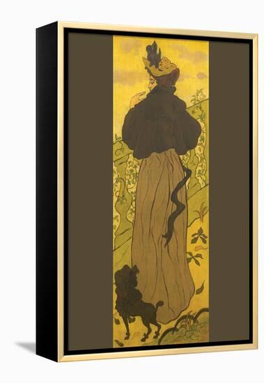 Woman Standing Beside Railing with Poodle-Paul Ranson-Framed Stretched Canvas