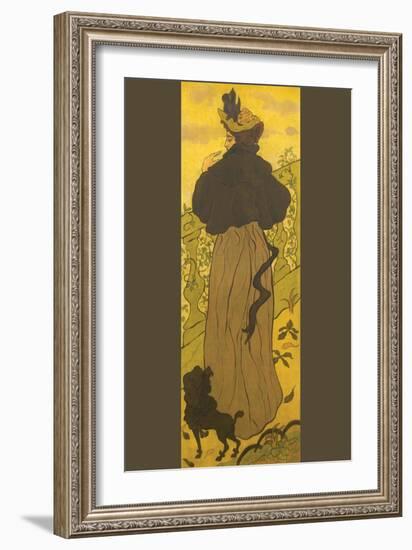 Woman Standing Beside Railing with Poodle-Paul Ranson-Framed Art Print