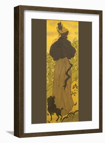 Woman Standing Beside Railing with Poodle-Paul Ranson-Framed Art Print