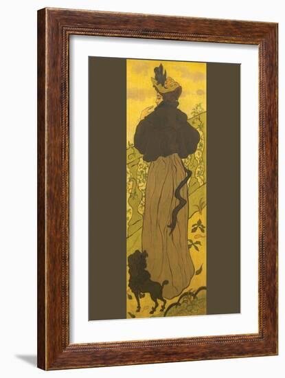 Woman Standing Beside Railing with Poodle-Paul Ranson-Framed Art Print