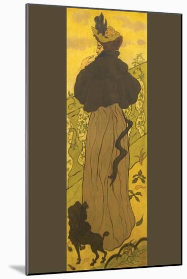 Woman Standing Beside Railing with Poodle-Paul Ranson-Mounted Art Print