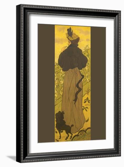 Woman Standing Beside Railing with Poodle-Paul Ranson-Framed Art Print