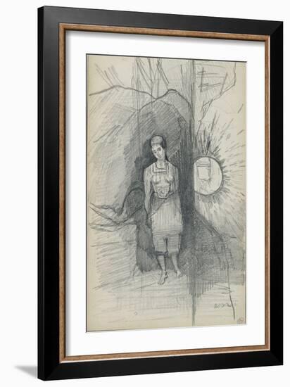 Woman Standing, Facing Forward, Right, a Star Shining-Odilon Redon-Framed Giclee Print