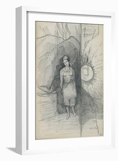 Woman Standing, Facing Forward, Right, a Star Shining-Odilon Redon-Framed Giclee Print