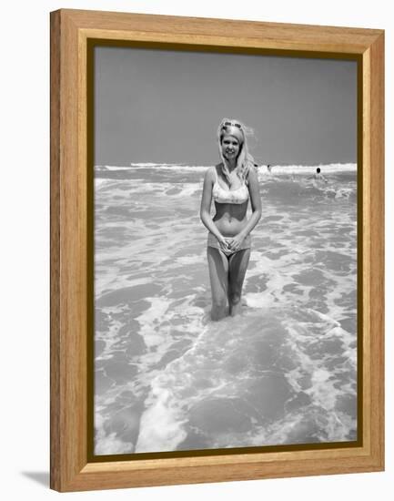 Woman Standing in Ocean Surf-Philip Gendreau-Framed Premier Image Canvas