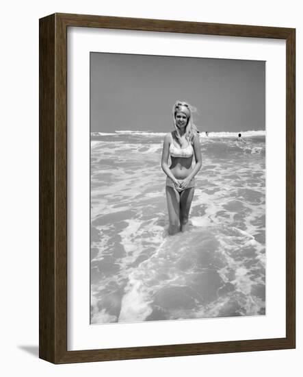 Woman Standing in Ocean Surf-Philip Gendreau-Framed Photographic Print