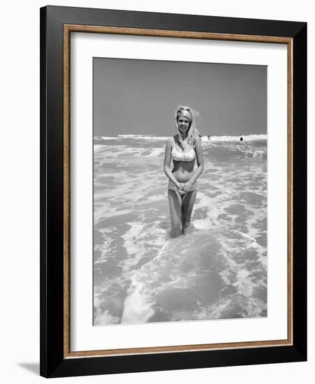 Woman Standing in Ocean Surf-Philip Gendreau-Framed Photographic Print